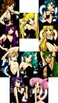  6+girls aino_minako aqua_hair armpits arms_behind_head arms_up bishoujo_senshi_sailor_moon black_dress black_ribbon blonde_hair blue_eyes blue_nails breasts brown_hair character_name chibi_usa cleavage cleavage_cutout crossed_arms dress earrings green_eyes green_hair green_nails halterneck head_tilt high_ponytail highres hino_rei jewelry kaiou_michiru kino_makoto long_hair looking_at_viewer medium_breasts meiou_setsuna mizuno_ami multiple_girls nail_polish open-back_dress parted_lips pink_hair purple_hair red_eyes ribbon sarashina_kau short_hair short_sleeves side_cutout sideboob sitting small_breasts strapless strapless_dress tattoo ten&#039;ou_haruka tomoe_hotaru tsukino_usagi twintails very_long_hair violet_eyes 