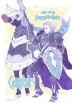  1boy armor armored_boots artist_name boots character_name dated fire_emblem fire_emblem_if gloves gunter_(fire_emblem_if) happy_birthday horse male_focus polearm purple_hair scar shield shirokuro_(0501nk) spear violet_eyes weapon 