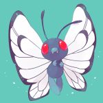  blue_background butterfree flying hideko_(l33l3b) looking_at_viewer no_humans pokemon pokemon_(creature) red_eyes simple_background solo 