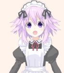  1girl :o alternate_costume enmaided looking_at_viewer maid maid_headdress neptune_(choujigen_game_neptune) neptune_(series) purple_hair short_hair violet_eyes 