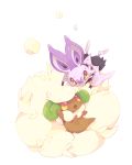  :d fang fluffy hideko_(l33l3b) hug looking_at_another no_humans noibat open_mouth pokemon pokemon_(creature) simple_background smile tears violet_eyes whimsicott white_background yellow_eyes 