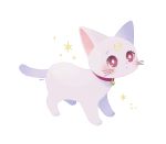  artist_name ayu_(mog) bell bell_collar bishoujo_senshi_sailor_moon blush cat collar crescent diana_(sailor_moon) no_humans red_eyes simple_background solo sparkle whiskers white_background 
