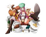  1girl blue_eyes bodskih boots breasts brown_footwear cleavage collarbone eating food full_body green_hat grin hat high_heel_boots high_heels jewelry_bonney knee_boots large_breasts long_hair looking_at_viewer midriff navel one_piece orange_shorts pink_hair pizza shiny shiny_skin shirt short_shorts shorts sitting sleeveless sleeveless_shirt smile solo stomach suspender_shorts suspenders thigh-highs transparent_background white_shirt 