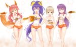  4girls absurdres alcohol animal_ears antenna_hair beer_mug blazblue blonde_hair blue_hair bow breasts brown_eyes brown_hair cleavage clothes_writing crossover cup drink drinking_straw employee_uniform fate/extra fate_(series) food fox_ears fox_tail french_fries genderswap genderswap_(mtf) gj-bu hair_between_eyes hair_bow hair_ribbon hamburger highres holding holding_tray hooters idolmaster idolmaster_cinderella_girls joko_jmc large_breasts long_hair looking_at_viewer mai_natsume medium_breasts multiple_girls no_legwear open_mouth pink_hair ponytail purple_hair ribbon shiomi_shuuko short_hair short_shorts shorts sidelocks smile sumeragi_shion tail tamamo_(fate)_(all) tamamo_no_mae_(fate) tank_top tray uniform very_long_hair violet_eyes waitress yellow_bow yellow_eyes 