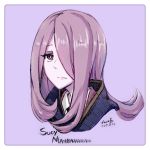  1girl absurdres brown_eyes character_name do_it_lara hair_over_one_eye highres little_witch_academia long_hair portrait purple_hair solo sucy_manbavaran 