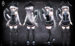  aeus anciel_(aeus) animal_ears boots elbow_gloves gloves highres hood hoodie long_hair necktie original rabbit_ears skirt thigh-highs thigh_boots weapon white_hair zettai_ryouiki 