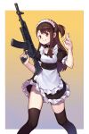  1girl assault_rifle gun highres kagari_atsuko little_witch_academia maid rifle solo weapon 