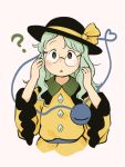  1girl chii-kun_(seedyoulater) commentary commentary_request confused glasses green_eyes green_hair komeiji_koishi long_hair long_sleeves looking_at_viewer skirt third_eye touhou wide_sleeves yellow_skirt 