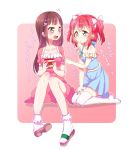  2girls black_hair commentary_request highres kurosawa_dia kurosawa_ruby long_hair love_live! love_live!_sunshine!! multiple_girls pink_hair rinne_(mizunosato) short_twintails siblings sisters twintails 