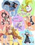  &gt;_&lt; &gt;_o 6+girls =_= absurdres all_fours angry animal_ears bandaid bandaid_on_knee bangs barefoot_sandals bell belt_collar blue_dress blue_footwear blue_hair blue_legwear blue_shorts blush bow brown_hair cat_ears cat_paws cat_tail closed_mouth collar colorful commentary_request dark_skin dog_ears dog_girl dog_tail doitsuken dress drying ear_ribbon eyebrows_visible_through_hair fang fangs fox_girl frilled_dress frills glasses green_shirt highres jingle_bell leash lifting_person long_hair long_sleeves looking_at_viewer looking_away multiple_girls navel no_shoes no_socks one_eye_closed orange_eyes orange_shirt outstretched_arms pants pantyhose parted_lips paws pink_pants pulling red_eyes red_ribbon red_shorts redhead ribbon sandals shaking sharp_teeth shirt shoes short_eyebrows short_hair short_sleeves shorts shouting slit_pupils socks squatting standing standing_on_one_leg stretch stuck tail tail_bell tail_ribbon tears teeth thick_eyebrows translation_request upside-down white_dress white_legwear yawning 