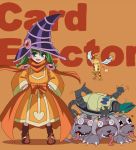  1girl blue_eyes card_ejector character_name dress green_hair hat imu_(gomatotoimu) long_hair witch_hat yu-gi-oh! 
