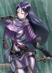  1girl bodysuit breasts fate/grand_order fate_(series) highres holding holding_sword holding_weapon large_breasts long_hair minamoto_no_raikou_(fate/grand_order) purple_bodysuit purple_hair solo sword very_long_hair violet_eyes weapon 
