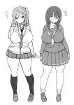  2girls braid breasts glasses highres large_breasts miniskirt multiple_girls necktie original school_uniform skirt tsukumiya_amane 