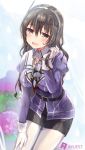  1girl ashigara_(kantai_collection) bankoku_ayuya breasts hair_between_eyes headgear kantai_collection large_breasts long_hair looking_at_viewer military military_uniform miniskirt neckerchief open_mouth pencil_skirt rain remodel_(kantai_collection) skirt uniform wet wet_hair 