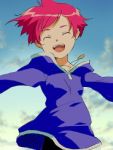 1girl artist_request hood hoodie kumatora lowres mother_(game) mother_3 pink_hair short_hair solo source_request 