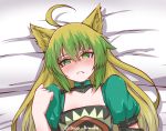  1girl ahoge animal_ears archer_of_red blonde_hair blush canine cat_ears disco_brando fate/apocrypha fate_(series) green_eyes green_hair highres long_hair looking_at_viewer multicolored_hair solo two-tone_hair 