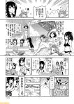  10s 6+girls ;d akatsuki_(kantai_collection) asashio_(kantai_collection) bikini black_hair closed_eyes comic commentary fubuki_(kantai_collection) furniture_fairy_(kantai_collection) glasses greyscale haruna_(kantai_collection) jintsuu_(kantai_collection) kantai_collection kirishima_(kantai_collection) midriff mizumoto_tadashi monochrome multiple_girls naka_(kantai_collection) navel nenohi_(kantai_collection) non-human_admiral_(kantai_collection) one_eye_closed open_mouth parasol school_swimsuit school_uniform sendai_(kantai_collection) serafuku sidelocks smile swimsuit translation_request two_side_up umbrella 