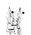  animal_ears antlers bangs blush buttons capelet closed_mouth greyscale hair_between_eyes hat horn_ornament horns jacket jaco long_sleeves looking_at_viewer monochrome original santa_hat short_hair simple_background white_background 