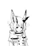  animal_ears antlers bangs blush buttons capelet closed_mouth greyscale hair_between_eyes horns jacket jaco long_sleeves looking_at_viewer monochrome original short_hair simple_background white_background 