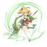  1girl blonde_hair breasts cleavage green_eyes hair_ornament highres large_breasts leafa long_hair official_art ponytail sandals smile sword_art_online sword_art_online:_memory_defrag transparent_background white_legwear 