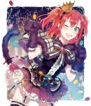 ;d animal_ears animal_hood blush bow bowtie candy capelet cat_ears cat_tail cowboy_shot crown dated fake_animal_ears fake_tail food frilled_skirt frills fur_trim garter_straps gem gloves green_eyes hairband happy_birthday highres hood hood_down kurosawa_ruby lollipop love_live! love_live!_school_idol_festival love_live!_sunshine!! mini_crown one_eye_closed open_mouth paw_gloves paws redhead skirt smile sudach_koppe tail thigh-highs two_side_up zettai_ryouiki 