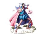  1boy belt black_hair blue_shorts bon_clay full_body heart looking_at_viewer one_piece open_mouth pink_cape short_hair shorts solo standing striped striped_shorts transparent_background very_short_hair 
