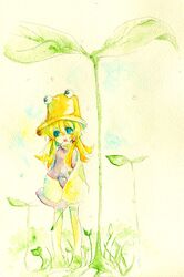  blonde_hair hat moriya_suwako nature touhou traditional_media uru_uzuki yuzuki_(pixiv) 