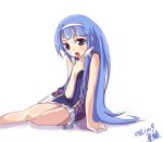 bangs blue_hair blunt_bangs hair_tubes kannagi kendo_(pixiv30475) long_hair nagi skirt 