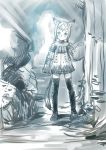  bad_id branch_(artist) branch_(blackrabbits) child circlet final_fantasy final_fantasy_xi mithra monochrome solo tail thigh-highs thighhighs 