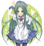  fang green_hair highres long_hair maid pantyhose sp_ng_ny suzumiya_haruhi_no_yuuutsu tsuruya very_long_hair 