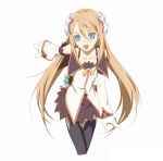  blue_eyes brown_hair detached_sleeves fang flower gloves hair_ornament long_hair marta_lualdi miniskirt namco official_art skirt smile tales_of_(series) tales_of_symphonia tales_of_symphonia_knight_of_ratatosk thigh-highs thighhighs very_long_hair 