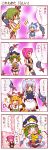  4koma adapted_costume blue_hair blush cirno comic cosplay costume dei_shirou gap green_hair highres ibuki_suika izayoi_sakuya kazami_yuuka koakuma koakuma_(cosplay) musical_note one-piece_swimsuit onozuka_komachi orenji_zerii red_hair redhead rod_of_remorse school_swimsuit shikieiki_yamaxanadu short_hair silver_hair swimsuit touhou translated translation_request white_school_swimsuit 