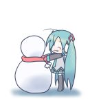  aqua_hair hatsune_miku long_hair mittens sakuramori_sumomo scarf snowman vocaloid 