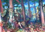  alice alice_(wonderland) blonde_hair blue_eyes cheshire_cat cityscape dessert dormouse flower food fuji_choko hair_flower hair_ornament long_hair mad_hatter march_hare moon queen_of_hearts scenery sitting swing 