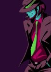  bad_id beard blue_skin cigarette colorful daisuke_jigen facial_hair fedora formal hat jaian jigen_daisuke lupin_iii male necktie smoking solo suit 