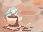  aqua_hair chibi cup hatsune_miku long_hair minigirl sakuramori_sumomo spoon super_deformed tea teacup twintails vocaloid 