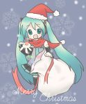  aqua_hair christmas hat hatsune_miku long_hair sack sakuramori_sumomo santa santa_costume santa_hat scarf thighhighs twintails vocaloid 