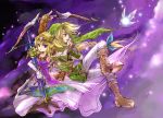  blonde_hair blue_eyes boots bow_(weapon) clothes couple dress earrings fairy gloves hand_on_another's_face jewelry link long_hair master_sword navi nintendo pointy_ears princess_zelda sheath sheathed space star sword the_legend_of_zelda tunic twilight_princess weapon 