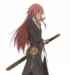  glasses gloves green_eyes long_hair male namco official_art ready_to_draw red_hair redhead richter_abend sword tales_of_(series) tales_of_symphonia tales_of_symphonia_knight_of_ratatosk weapon 