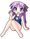  hiiragi_kagami lucky_star neopure one-piece_swimsuit school_swimsuit swimsuit twintails wave waving 