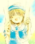  child clannad closed_eyes hand_holding hat holding_hands okazaki_ushio school_uniform serafuku smile uru_uzuki young yuzuki_(pixiv) 