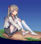  1girl bent_knees highres original pantyhose school_uniform sitting thighband_pantyhose tokinohimitsu white_legwear 