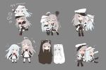  &gt;_&lt; 10s 2girls :d ^_^ ^o^ alternate_costume black_legwear black_sailor_collar black_skirt blue_eyes blush closed_eyes cnm drinking gangut_(kantai_collection) grey_background grey_hair hammer_and_sickle hat hibiki_(kantai_collection) jacket kantai_collection long_hair long_sleeves multiple_girls multiple_views open_mouth orange_eyes pantyhose peaked_cap pleated_skirt red_shirt sailor_collar scar school_uniform serafuku shirt silver_hair sitting skirt smile thigh-highs verniy_(kantai_collection) white_hat white_jacket 