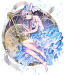  1girl anastasia_(idolmaster) blue_eyes bracelet breasts choker cleavage collarbone dress esphy full_body hair_between_eyes hair_ornament high_heels idolmaster idolmaster_cinderella_girls jewelry layered_dress looking_at_viewer medium_breasts parted_lips short_hair silver_hair sleeveless sleeveless_dress solo strapless strapless_dress transparent_background white_dress 