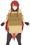  1girl blue_eyes blush box braid breasts cardboard cardboard_box cardboard_box_gundam gloves long_hair looking_at_viewer parody re:creators redhead selesia_upitiria solo twin_braids 