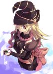  1girl bare_shoulders blonde_hair boots duel_monster gagaga_girl hat highres long_hair normaland pentacle solo wizard_hat yellow_eyes yu-gi-oh! 