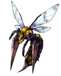  antennae bee beedrill flying fukurou_(owl222) full_body highres mega_pokemon pokemon pokemon_(creature) simple_background solo white_background wings 