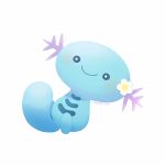  ayu_(mog) black_border border closed_mouth flower_ornament full_body looking_at_viewer no_humans pokemon pokemon_(creature) signature simple_background smile white_background wooper 