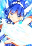  1girl aoki_reika blue blue_eyes blue_hair cure_beauty hair_tubes hairband head_wings ice long_hair looking_at_viewer magical_girl precure sidelocks smile smile_precure! solo upper_body white_hairband yuto_(dialique) 