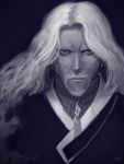  1boy airen artist_name blonde_hair blue_eyes brown_eyes closed_mouth facial_hair fate/apocrypha fate/grand_order fate_(series) goatee lancer_of_black long_hair looking_at_viewer male_focus signature solo 